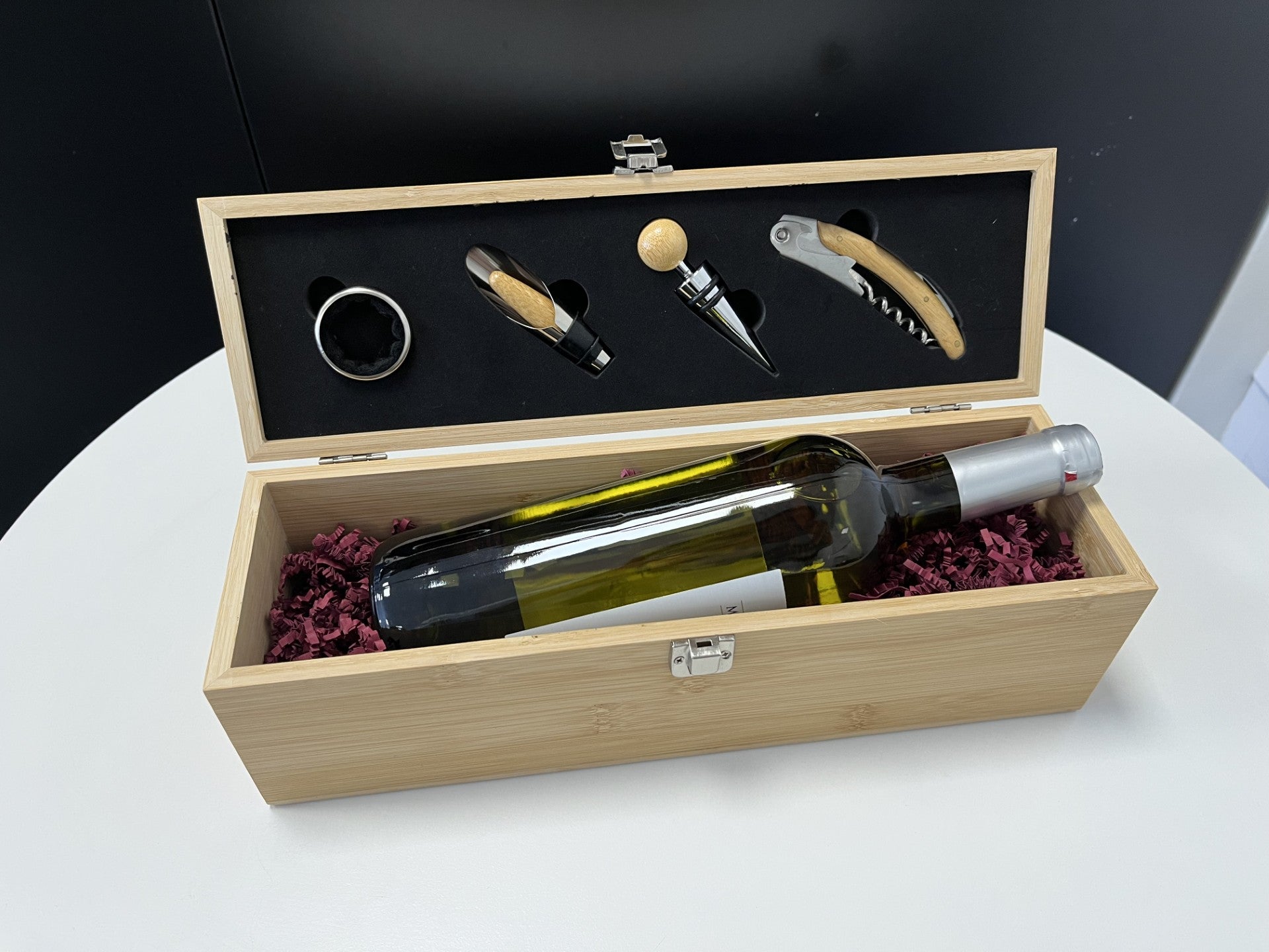 Engraved Bamboo Wine Gift Set
