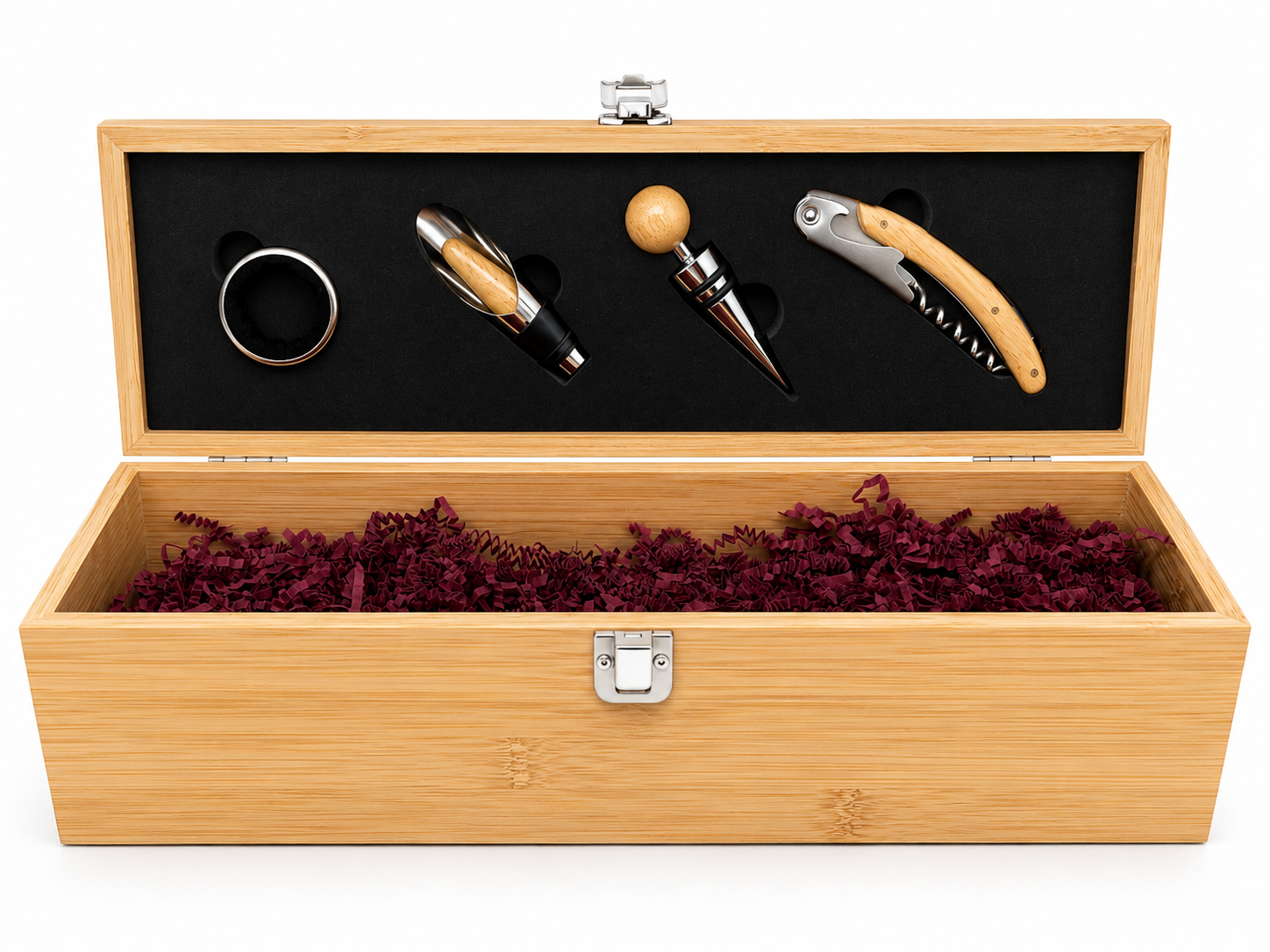Engraved Bamboo Wine Gift Set