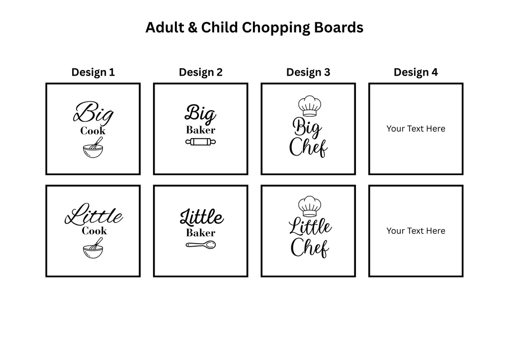 Engraved Bamboo Chopping Board Bundle — Child & Adult Set