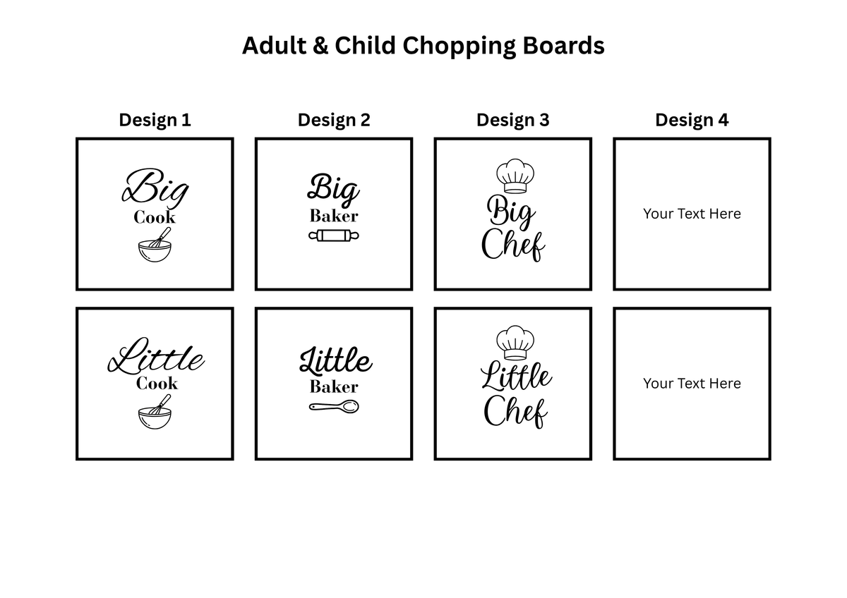 Engraved Bamboo Chopping Board Bundle — Child & Adult Set