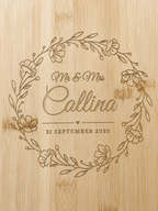 Engraved Heart Bamboo Serving Board
