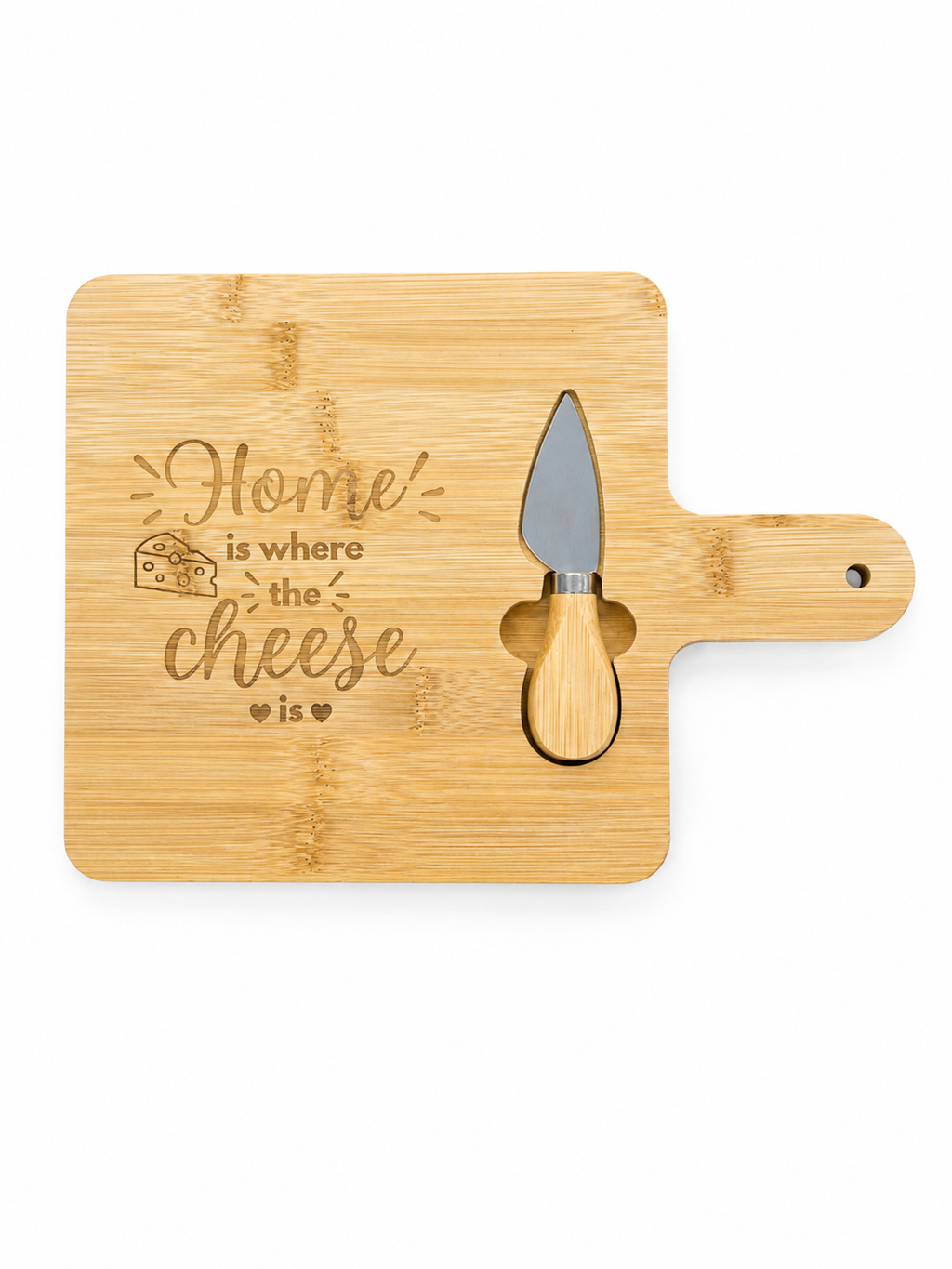 Engraved Bamboo Cheese Serving Board with Knife