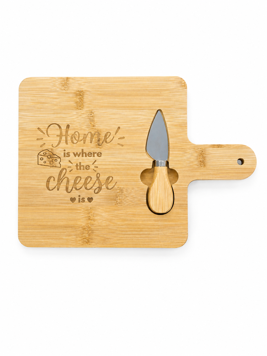 Engraved Bamboo Cheese Serving Board with Knife