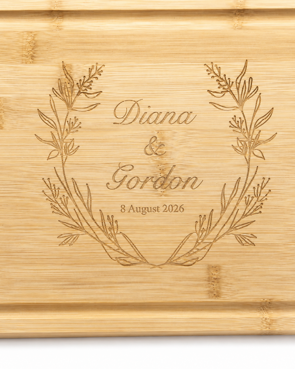 Engraved Rectangular Bamboo Serving Board with Jute Rope