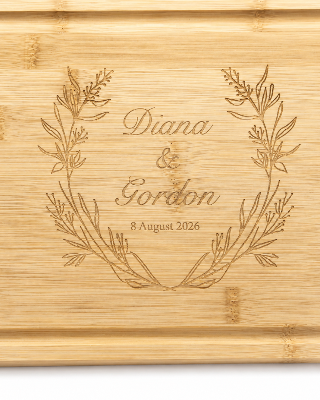 Engraved Rectangular Bamboo Serving Board with Jute Rope