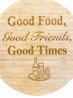 Engraved Circular Bamboo Serving Board with Handle