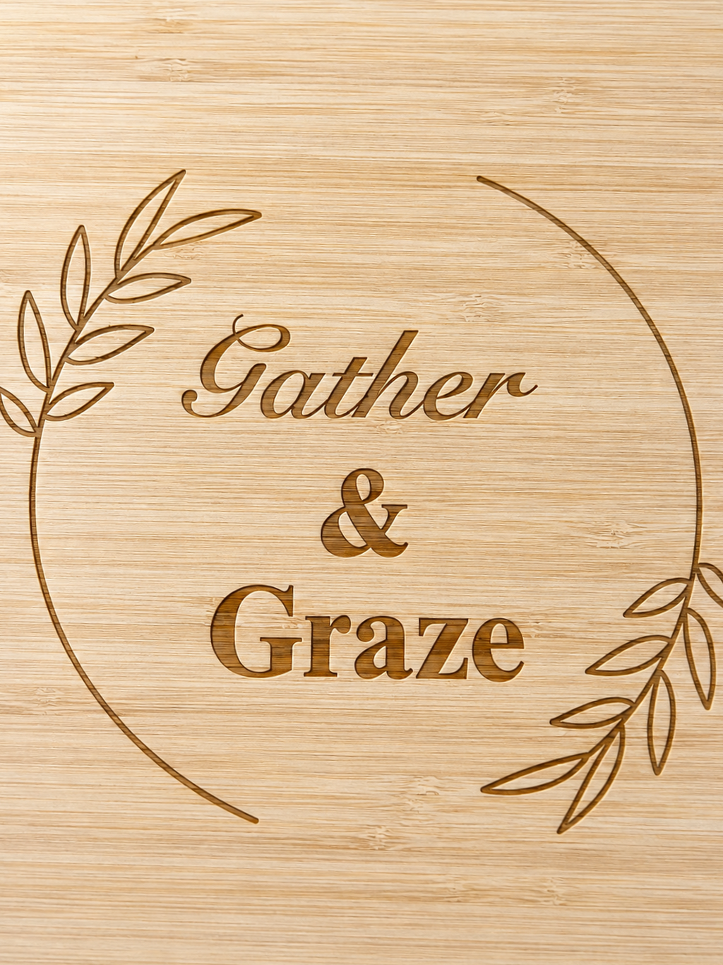 Engraved Circular Bamboo Serving Board with Handle