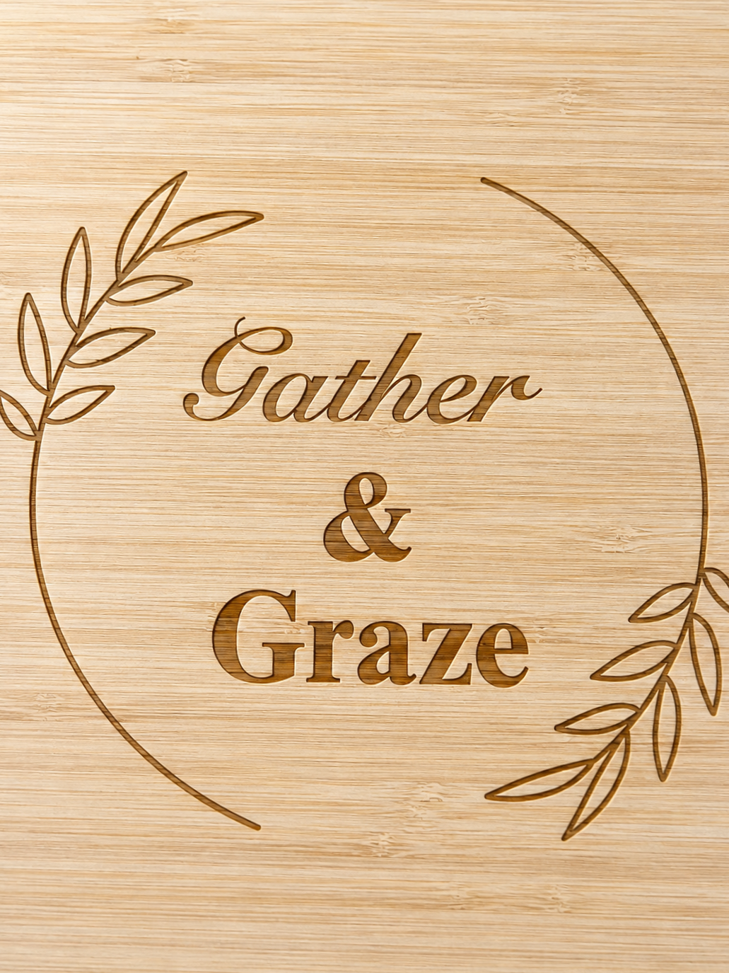 Engraved Circular Bamboo Serving Board with Handle
