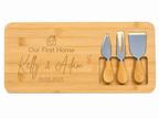 Engraved Bamboo Cheese Set with Serving Board & Utensils
