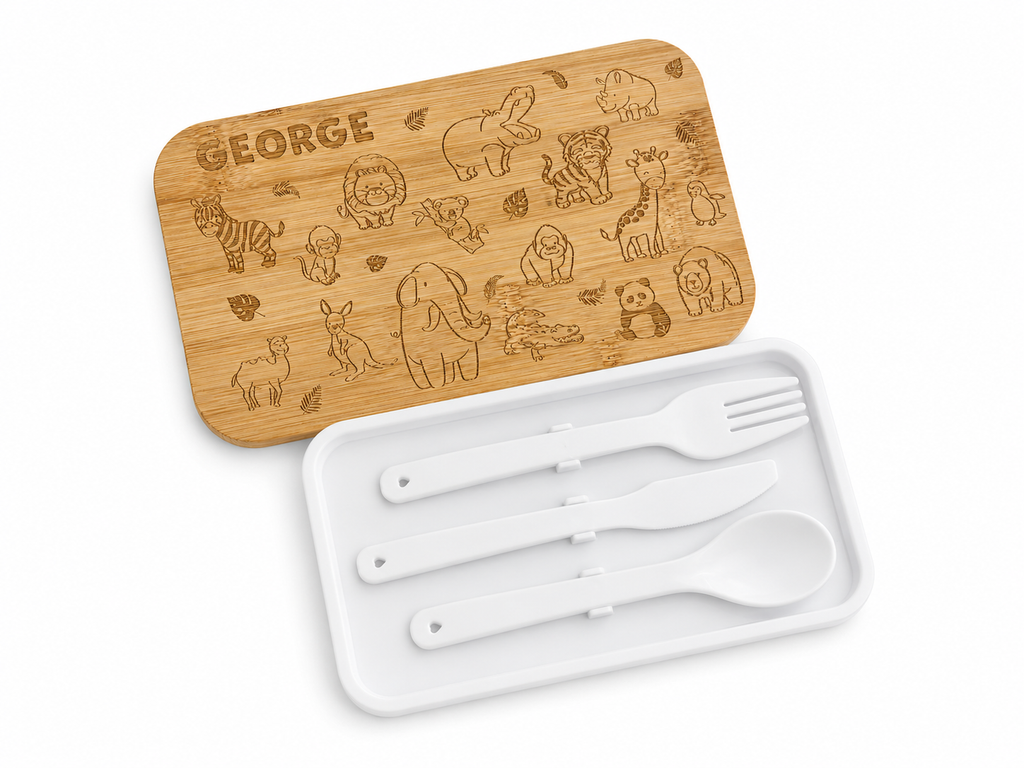 Personalised Full Design Double Layer Children's Lunchbox with Bamboo Lid