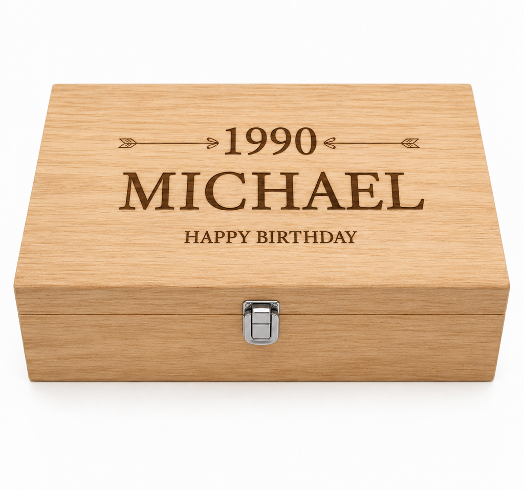 Engraved Two-Bottle Wooden Wine Box