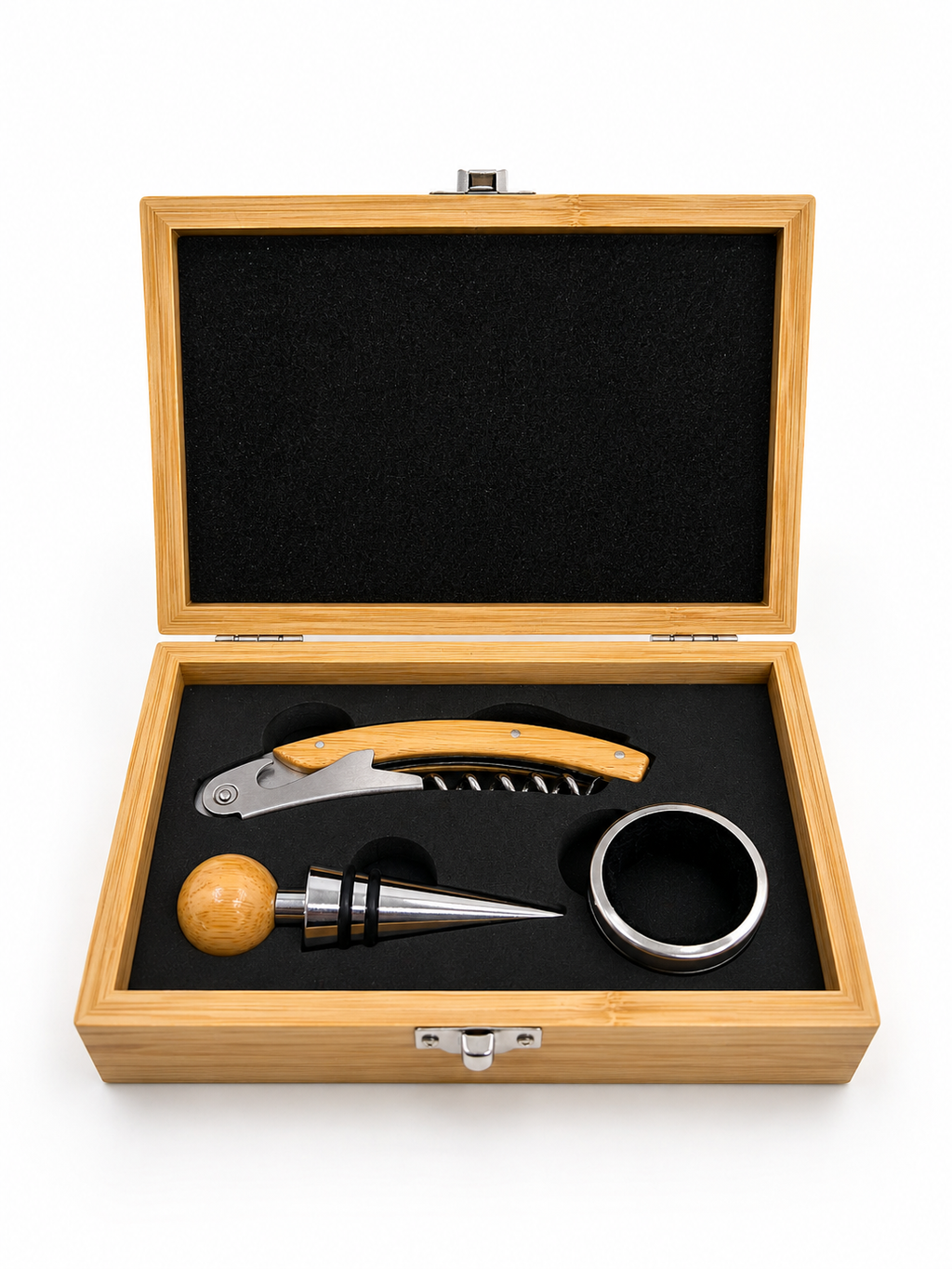 Engraved Bamboo Wine Accessory Set