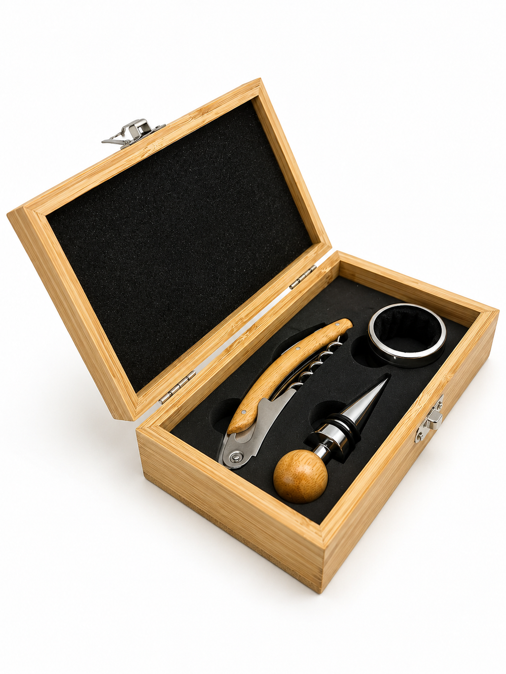 Engraved Bamboo Wine Accessory Set