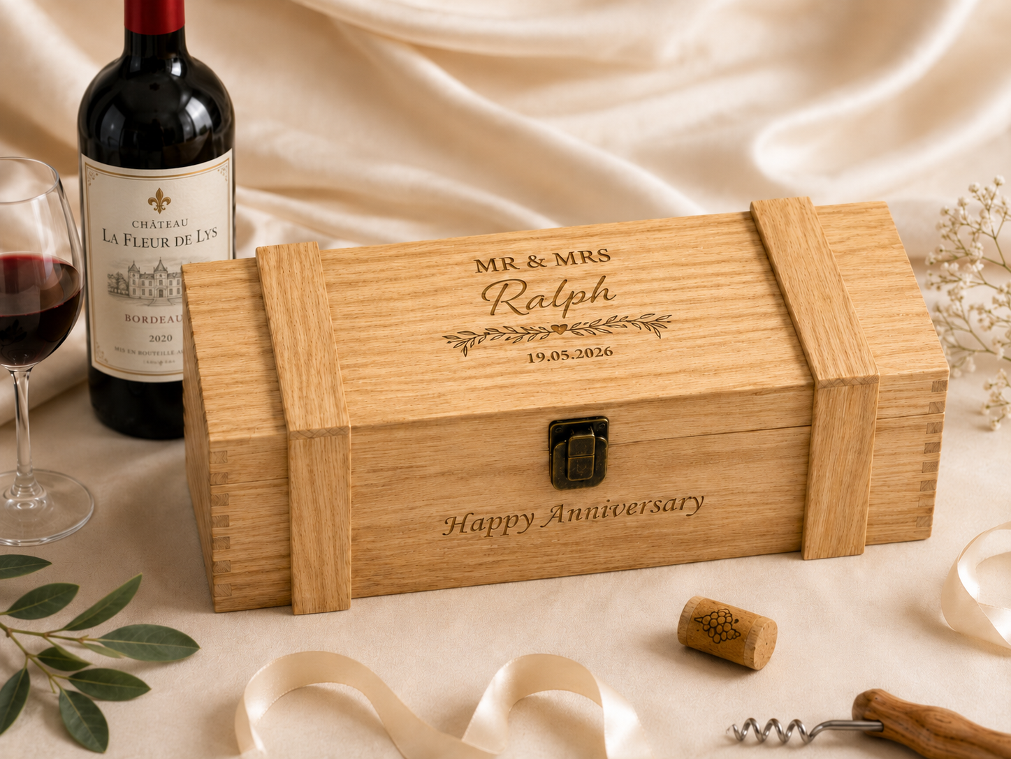 Engraved Wooden Wine Box
